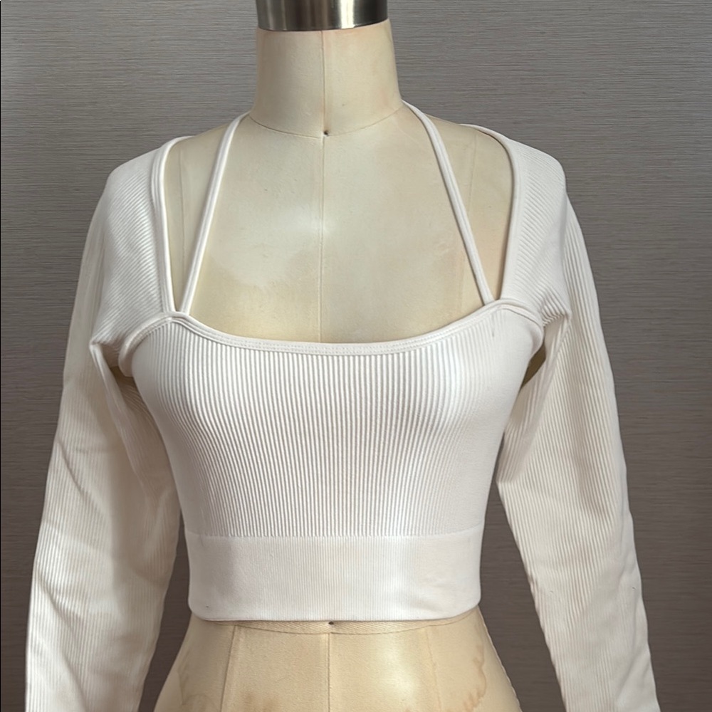 Elegant White Ribbed Women's Top